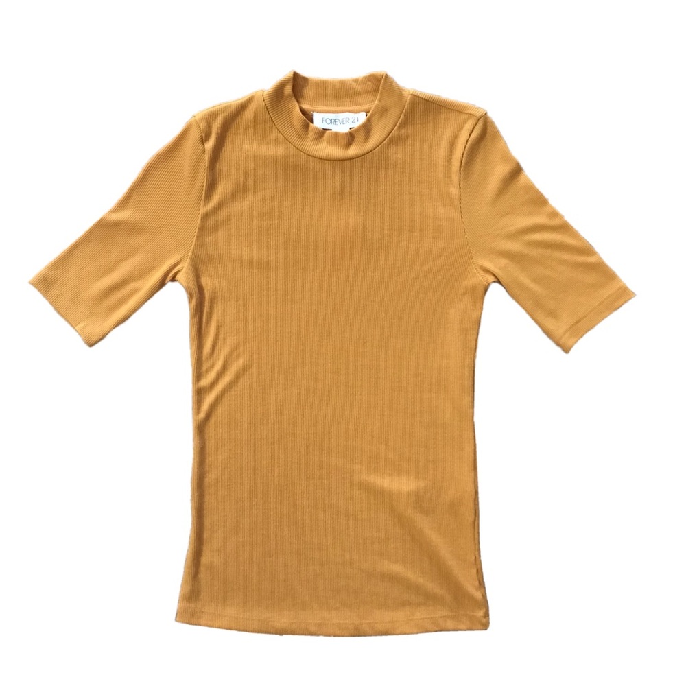 Forever 21 Orange Ribbed Turtleneck Top
